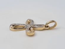 Load image into Gallery viewer, 4955: Vintage: 9ct Gold Simulated Diamonds Cross Pendant- lovely
